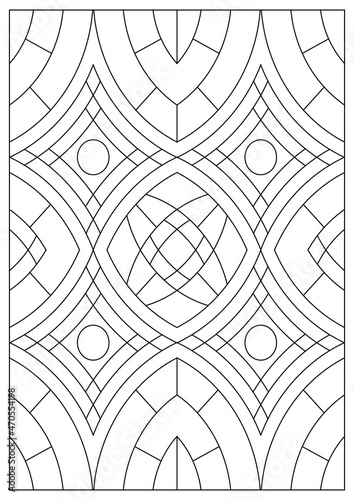 Portrait coloring pages for adults. Abstract illustration in Line Art style. Circular geometric composition. Black and white patterns. EPS8. Coloring-#382