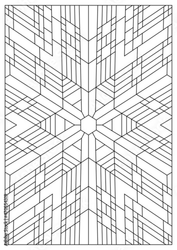 Portrait coloring pages for adults. Abstract illustration in Line Art style. Hexagonal geometric composition. Black and white patterns. EPS8. Coloring-#378