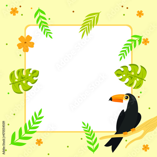 Floral Christmas Decorative frame design with touchcan bird, border invitations card design 