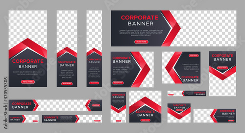 set of creative web banners of standard size with a place for photos. Business ad banner. Vertical, horizontal and square template.set of creative web banners of standard size with a place for photos.