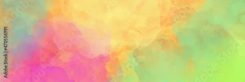 Panel kuchenny z motywem Colorful watercolor background of abstract sunset sky with puffy clouds in bright rainbow colors of pink blue yellow orange and red