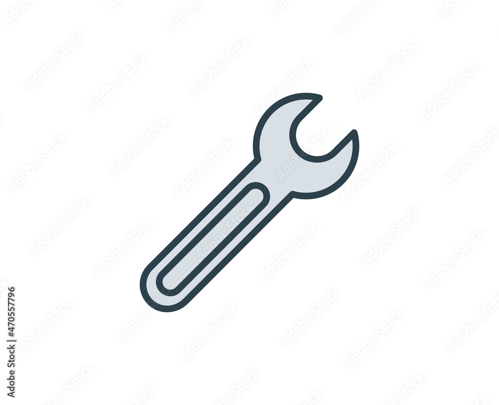 Wrench flat icon. Single high quality outline symbol for web design or mobile app. House thin line signs for design logo, visit card, etc. Outline pictogram EPS10 Wrench flat icon. Single high quality outline symbol for web design or mobile app. House thin line signs for design logo, visit card, etc. Outline pictogram EPS10