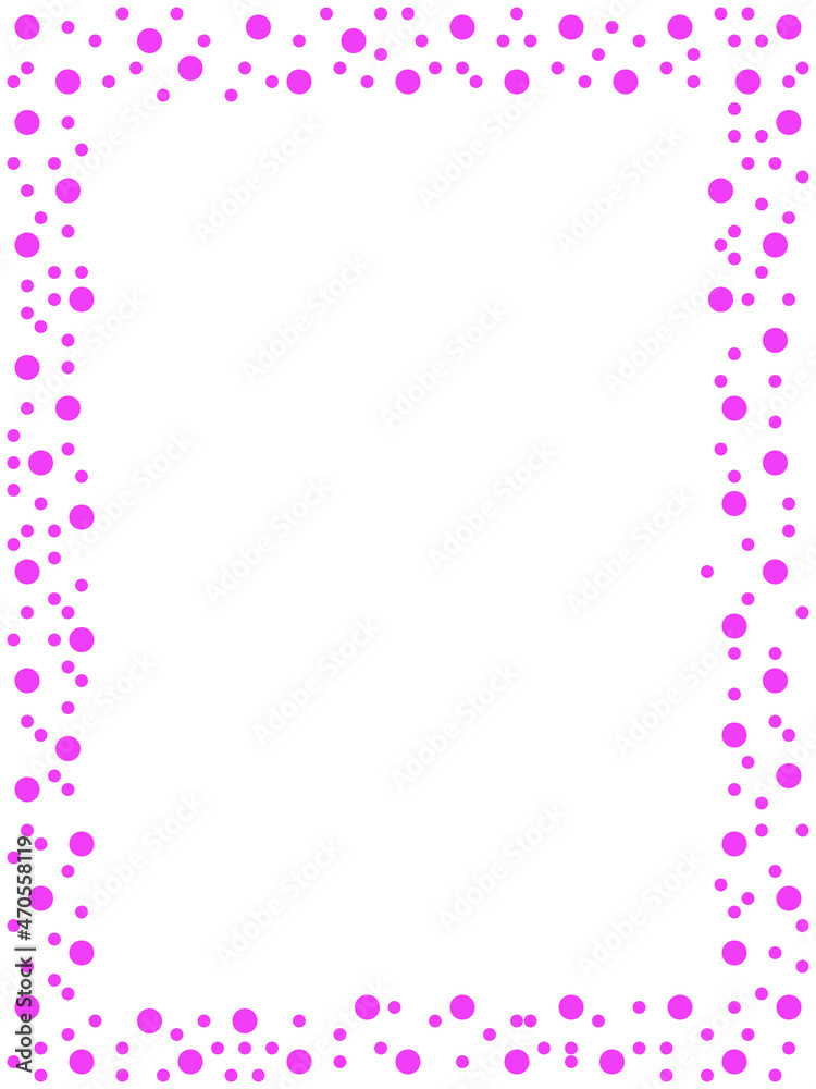 Pink circles are scattered in the form of a frame on a white placer in
