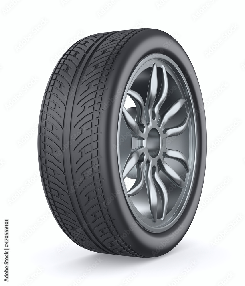 Obraz premium tire on white background. Isolated 3D illustration