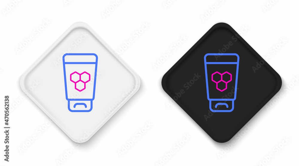 Line Cosmetic tube with honey icon isolated on white background. Natural skin care. Colorful outline concept. Vector Line Cosmetic tube with honey icon isolated on white background. Natural skin care. Colorful outline concept. Vector