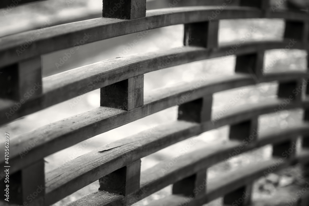 An abstract design in the handrail of a small bridge. An abstract design in the handrail of a small bridge.