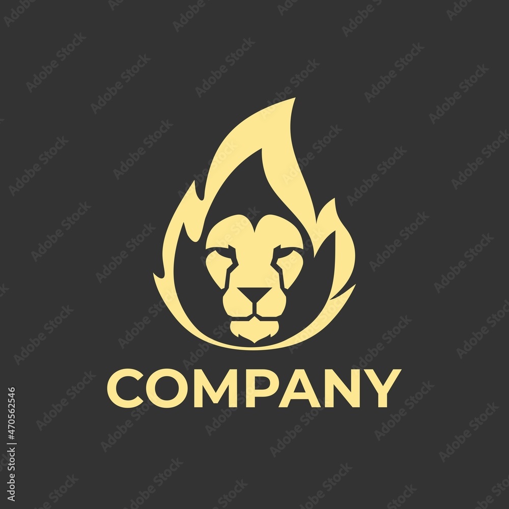 Lion Fire Logo Design Template. Vector Illustration Lion Fire Logo Design Template. Vector Illustration