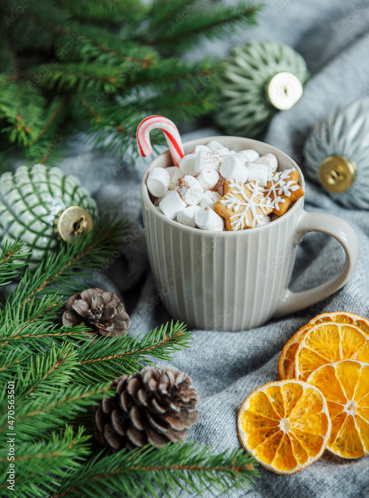 Christmas hot chocolate with marshmallow Christmas hot chocolate with marshmallow