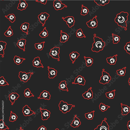 Line Dreams icon isolated seamless pattern on black background. Sleep, rest, dream concept. Resting time and comfortable relaxation. Vector