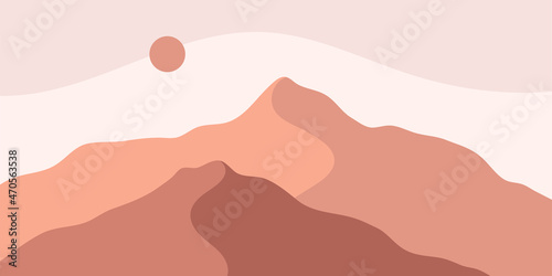 Creative abstract mountain landscape background, flat design.Trendy contemporary design. Futuristic wall art decor. Vector illustration