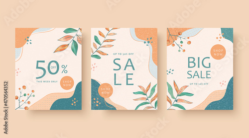 Set of boho sale promotion banners