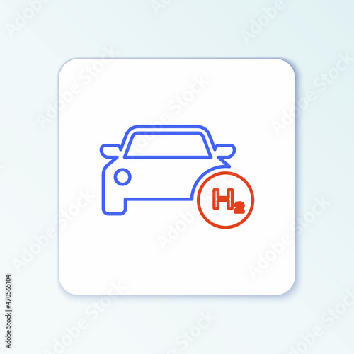 Line Hydrogen car icon isolated on white background. H2 station sign. Hydrogen fuel cell car eco environment friendly zero emission. Colorful outline concept. Vector
