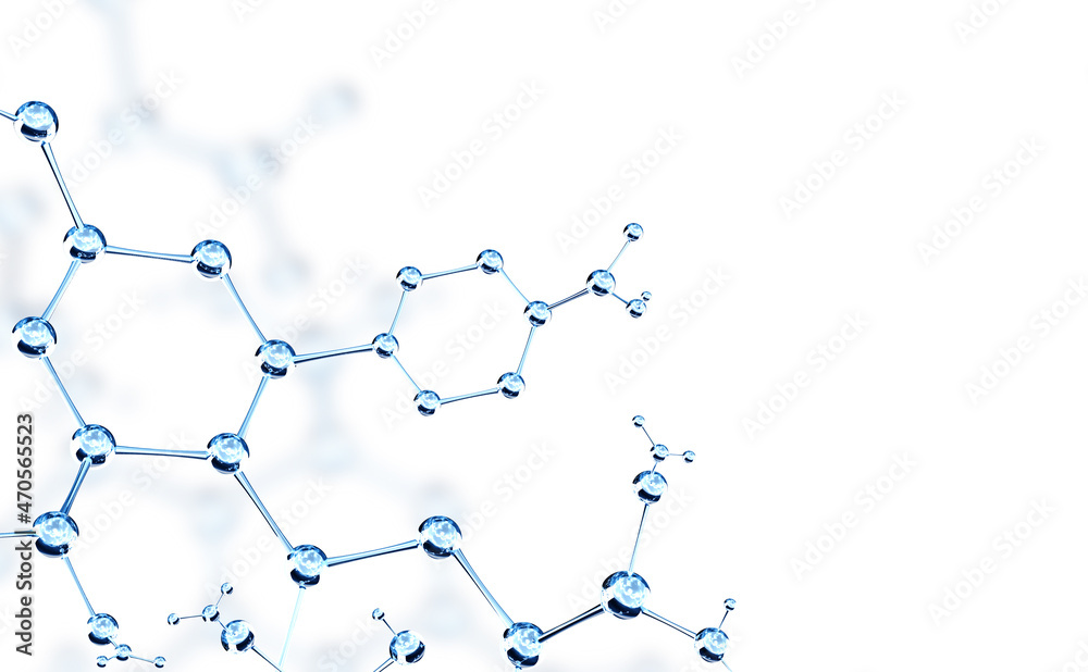 Horizontal banner with models of abstract molecular structure Horizontal banner with models of abstract molecular structure