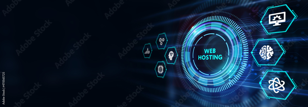 Web Hosting. The activity of providing storage space and access for websites. Business, modern technology, internet and networking concept.3d illustration Web Hosting. The activity of providing storage space and access for websites. Business, modern technology, internet and networking concept.3d illustration