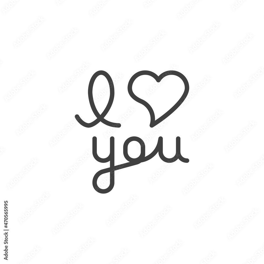 Love you inscription line icon Love you inscription line icon