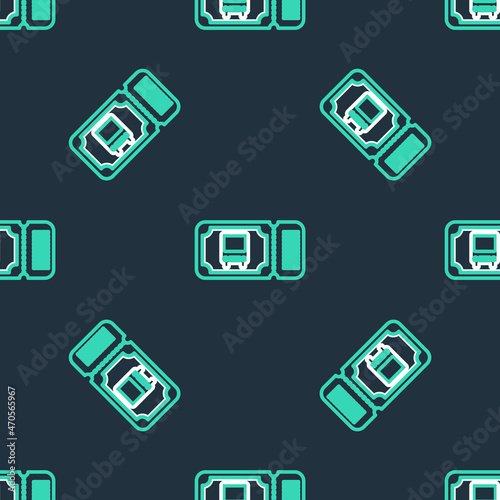 Line Bus ticket icon isolated seamless pattern on black background. Public transport ticket. Vector © vector_v