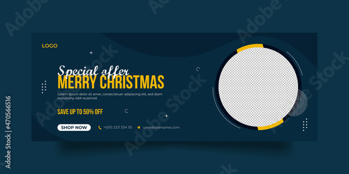 Merry Christmas sale offer and Facebook cover page template
