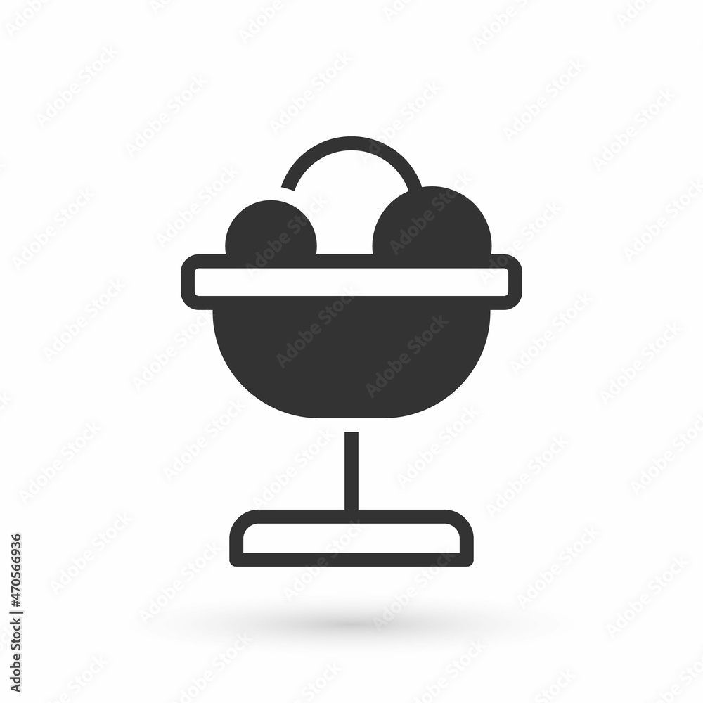 Grey Ice cream in the bowl icon isolated on white background. Sweet symbol. Vector Grey Ice cream in the bowl icon isolated on white background. Sweet symbol. Vector