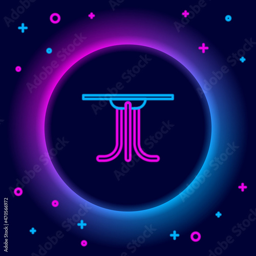 Glowing neon line Round table icon isolated on black background. Colorful outline concept. Vector