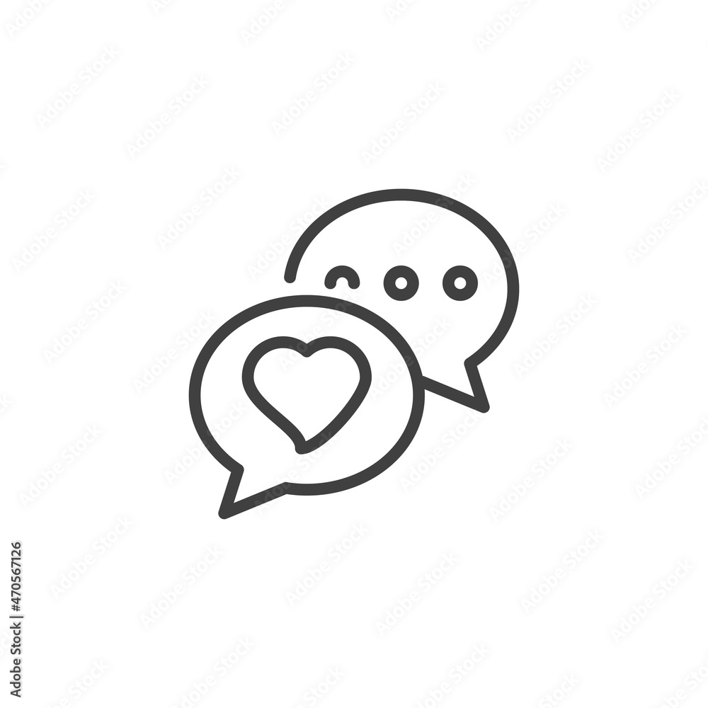 Romantic chat message line icon Romantic chat message line icon