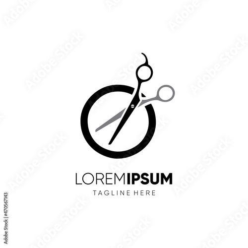 Letter O Initial Scissor Logo Design Icon Graphic Emblem Illustration 