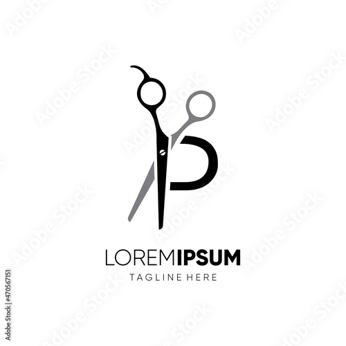Letter P Initial Scissor Logo Design Icon Graphic Emblem Illustration 