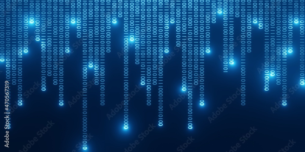 binary code background abstract technology Digital binary data and secure data concept 3d illustration