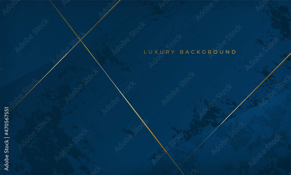 Abstract luxury blue background with stripes diagonal golden lines. Modern grunge marble texture design template for brochure, business, banner, flyer, card and cover.