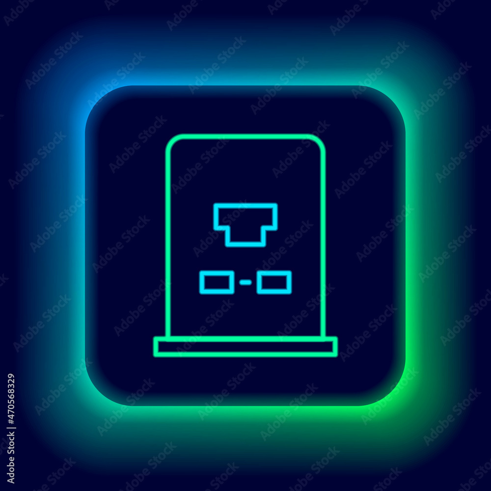 Glowing neon line Tombstone with RIP written on it icon isolated on black background. Grave icon. Colorful outline concept. Vector Glowing neon line Tombstone with RIP written on it icon isolated on black background. Grave icon. Colorful outline concept. Vector