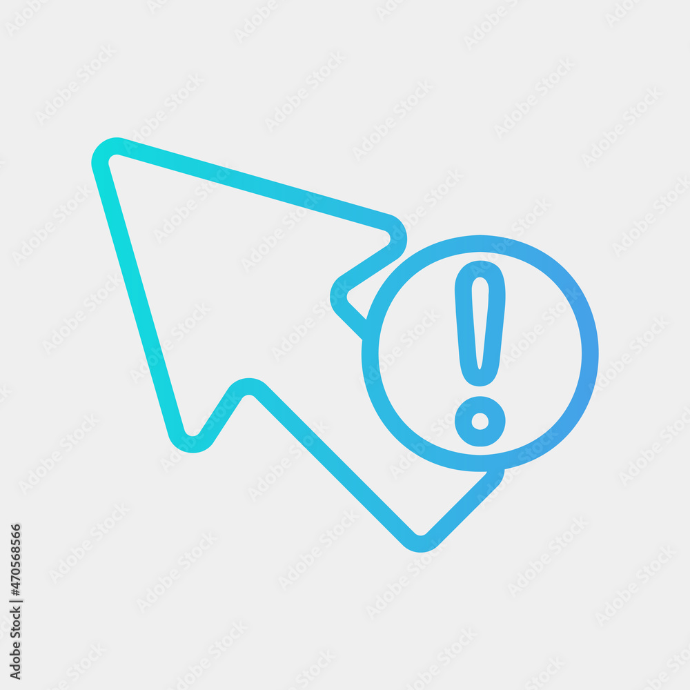 Warning cursor icon vector illustration in gradient style, use for website mobile app presentation