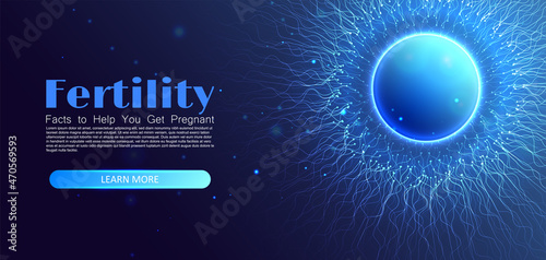 Sperm and egg cell. Sperm approaching egg cell. Sperm swim to ovum cell. Laboratory science concept. Vector illustration.