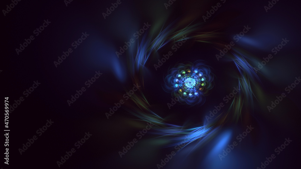 3D rendering abstract multicolor fractal light background