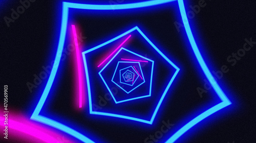 Loop glow neon flow tunnel hexagon background