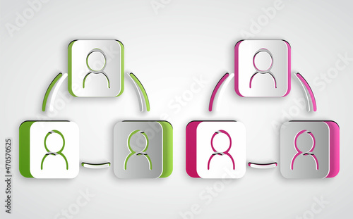 Paper cut Meeting icon isolated on grey background. Business team meeting, discussion concept, analysis, content strategy. Presentation conference. Paper art style. Vector
