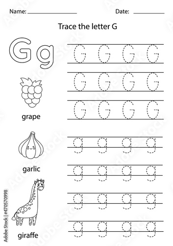 Learning English alphabet for kids. Letter G.