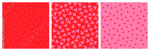 Hearts only coordinating seamless pattern set for Valentines day gift wrapping, poster background or textile.