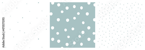 Fototapeta Naklejka Na Ścianę i Meble -  Neutral spot seamless pattern in soft dusty blue and white colors. Modern polka dot repeat background collection.