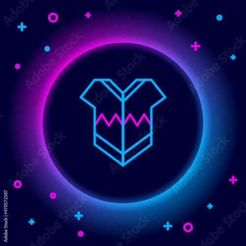 Glowing neon line Traditional mexican poncho clothing icon isolated on black background. Colorful outline concept. Vector