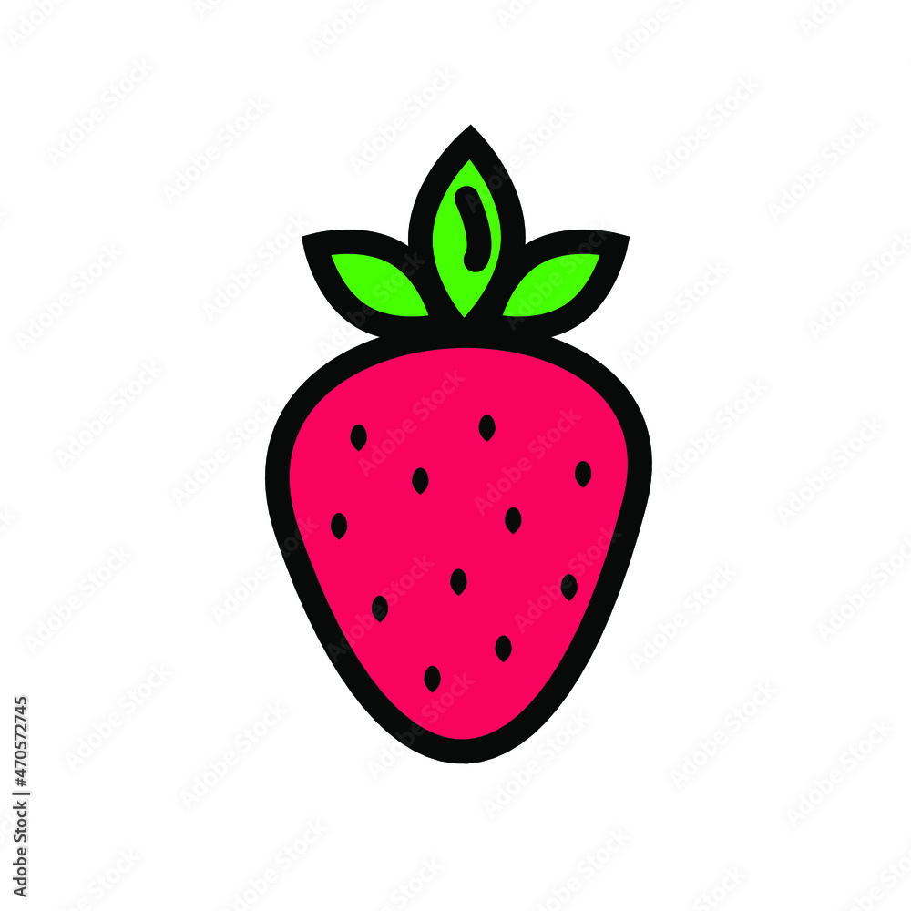 Fototapeta premium strawberry icon. flat red strawberries