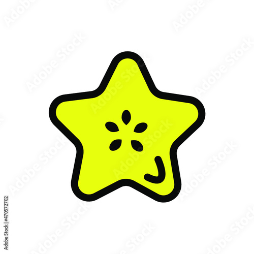 the carom icon. flat yellow carambola