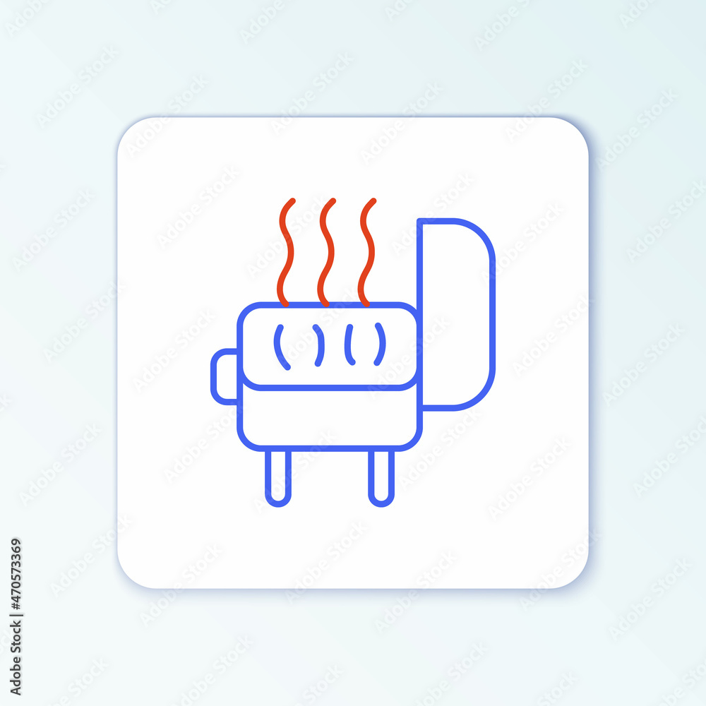 Fototapeta premium Line Barbecue grill icon isolated on white background. BBQ grill party. Colorful outline concept. Vector