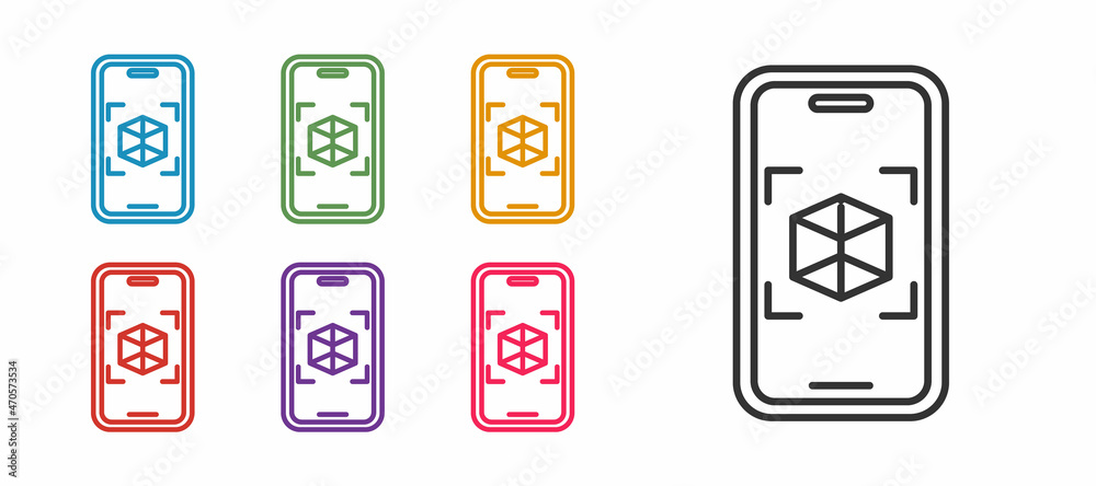 Set line 3d modeling icon isolated on white background. Augmented reality or virtual reality. Set icons colorful. Vector Set line 3d modeling icon isolated on white background. Augmented reality or virtual reality. Set icons colorful. Vector