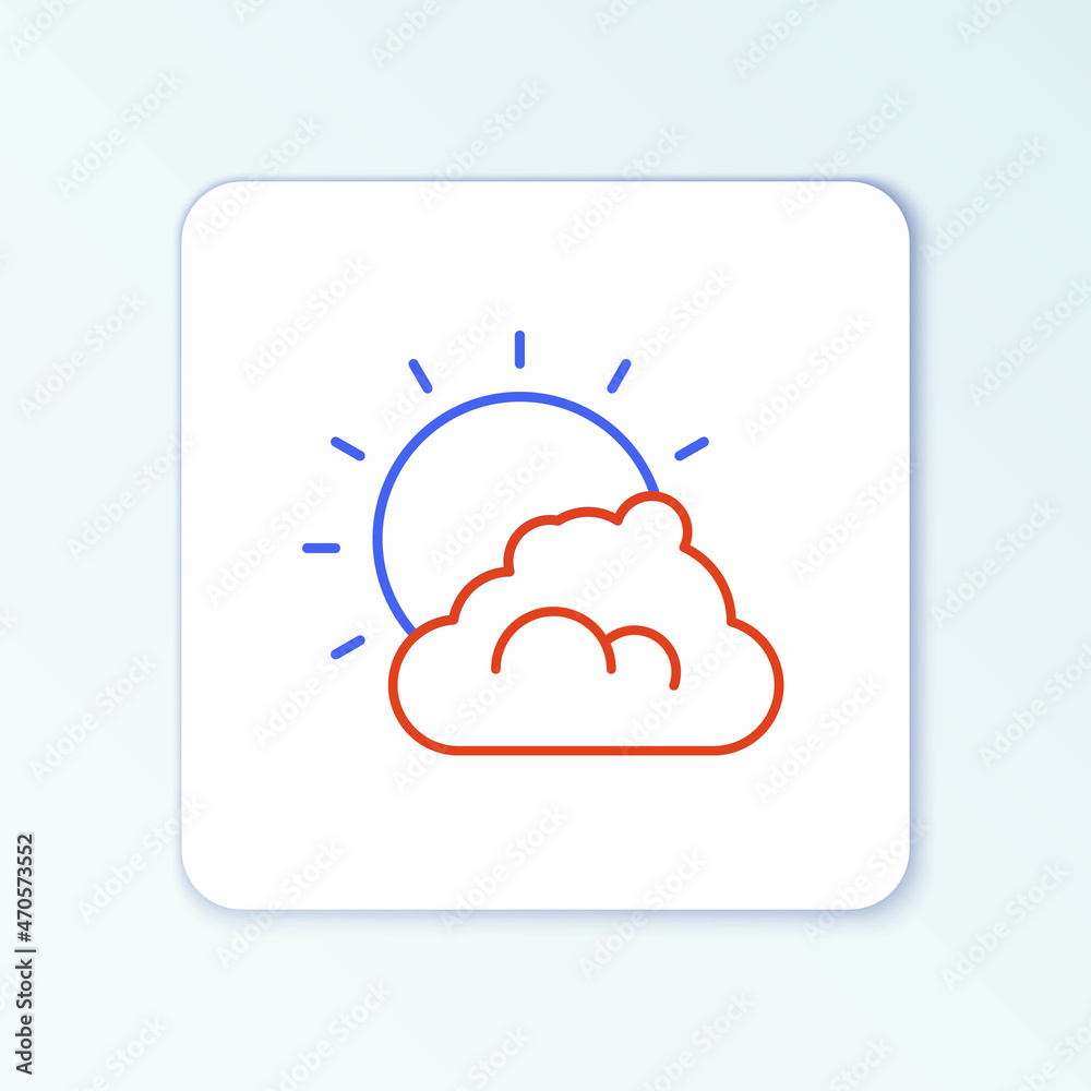 Line Sun and cloud weather icon isolated on white background. Colorful outline concept. Vector Line Sun and cloud weather icon isolated on white background. Colorful outline concept. Vector