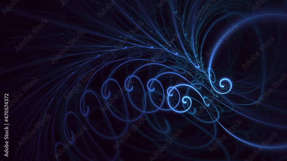 3D rendering abstract blue fractal light background