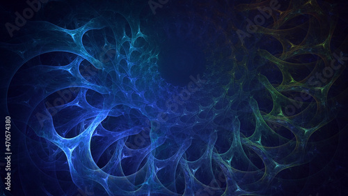 3D rendering abstract blue fractal light background