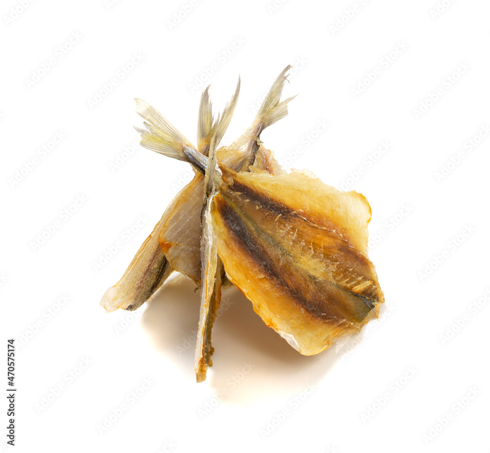 Dried Fish Isolated, Dry Salted Seafood Snack, Stockfish, Beer Snacks