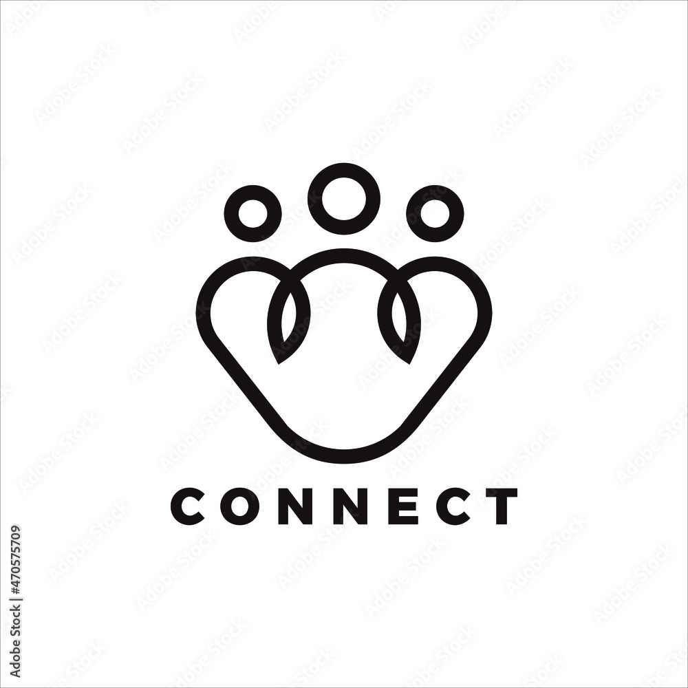 Obraz premium Connect Logo Design Template. 3 Human Icon.