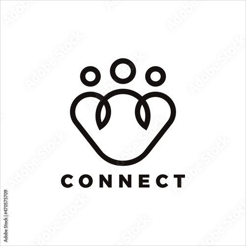 Connect Logo Design Template. 3 Human Icon.