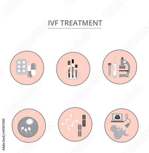 Set of simple icons of IVF treatment