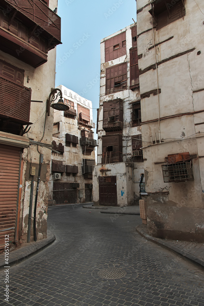 The vintage street in Al-balad district, Jeddah, Saudi Arabia